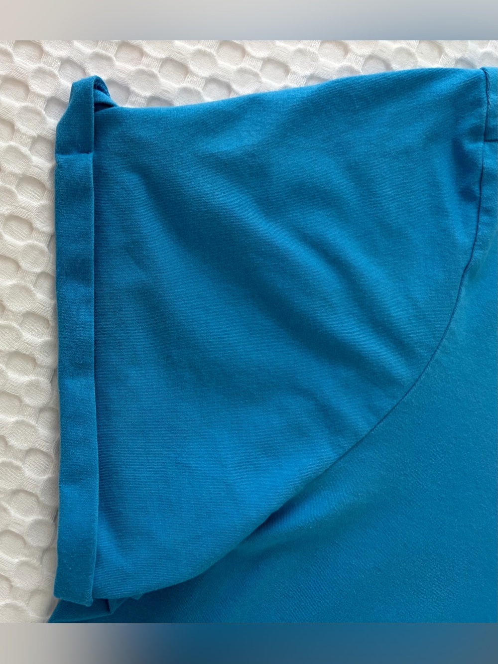 Belle by Kim Gravel 3X Turquoise Blue V-Neck Rolled Sleeve Top Soft Stretch - Picture 5 of 8